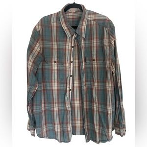 Men’s EUC XXL Carbon to Cobalt 100% cotton plaid  button down